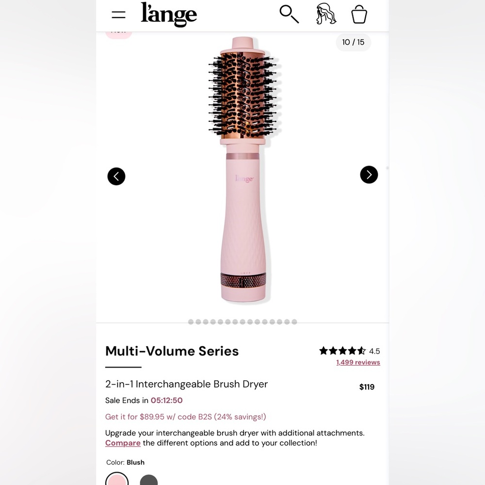 L’ange Brush Dryer with Oval 60mm barrel and Oval 75mm barrel